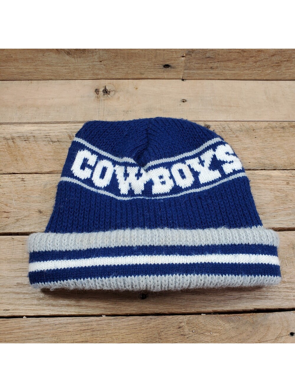 Rare VINTAGE 1980s/1990 Stitched DALLAS COWBOYS Knit AUTHENTIC Knit WINTER HAT